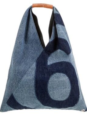MM6 Maison Martin Margiela Blue Denim Logo Triangle Tote